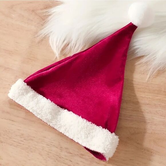 Adorable Red Velvet "Santa Baby" Dress and Hat - Picture 7 of 7